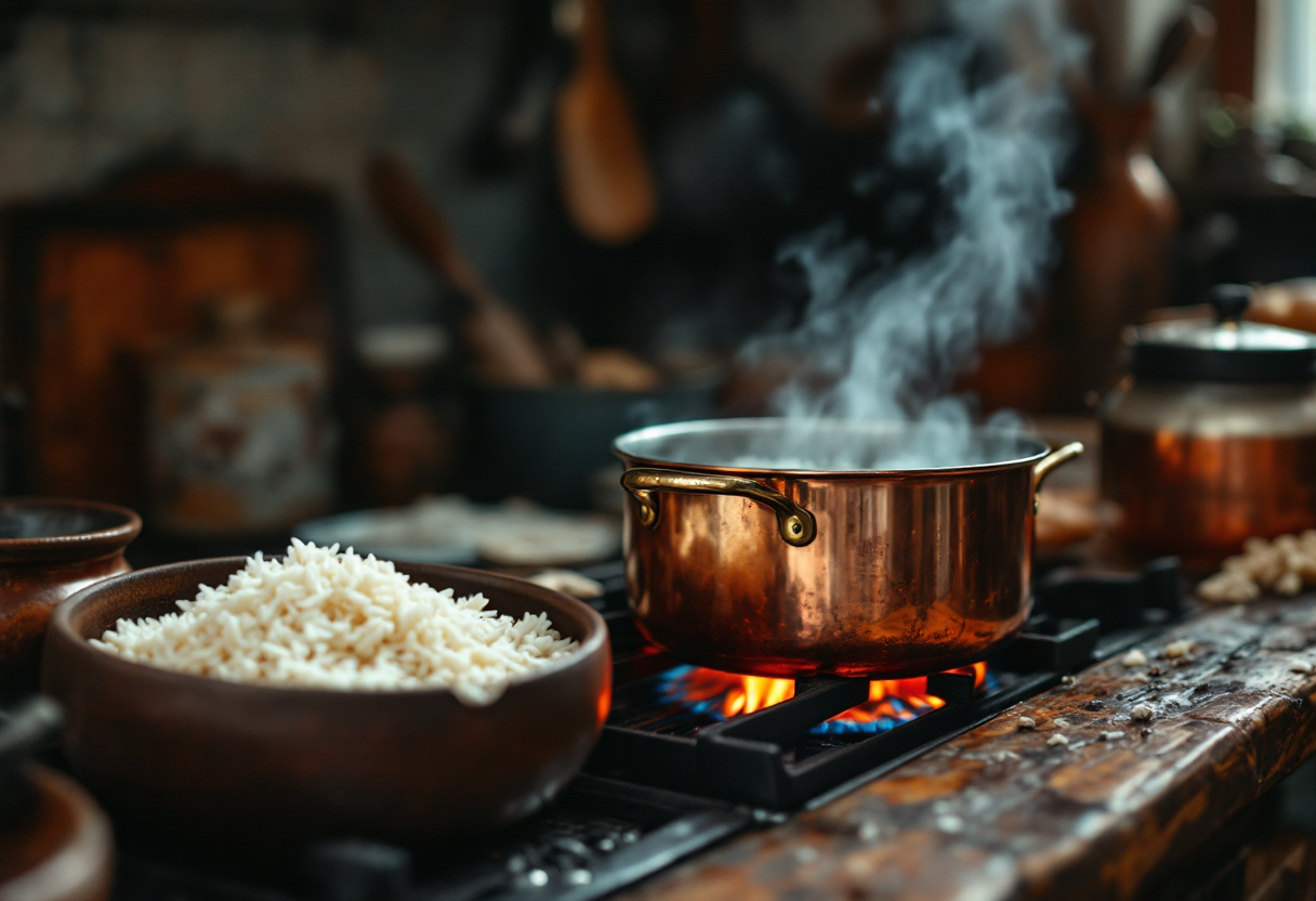 Risotto in bianco cremoso con ingredienti freschi