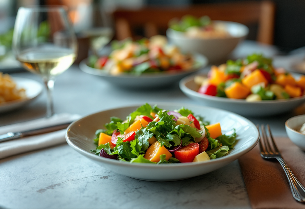 Immagine di piatti sani in un ristorante