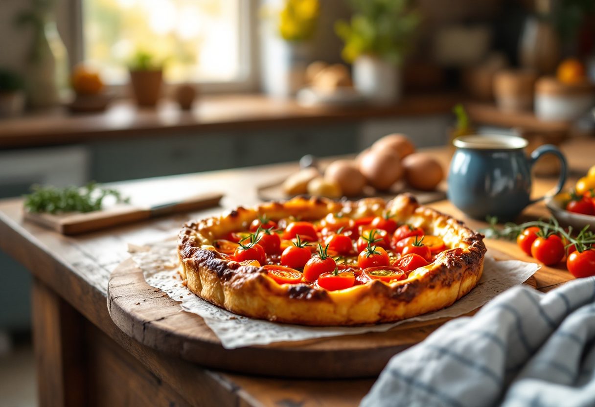 Tarte tatin salata con ingredienti freschi e colorati