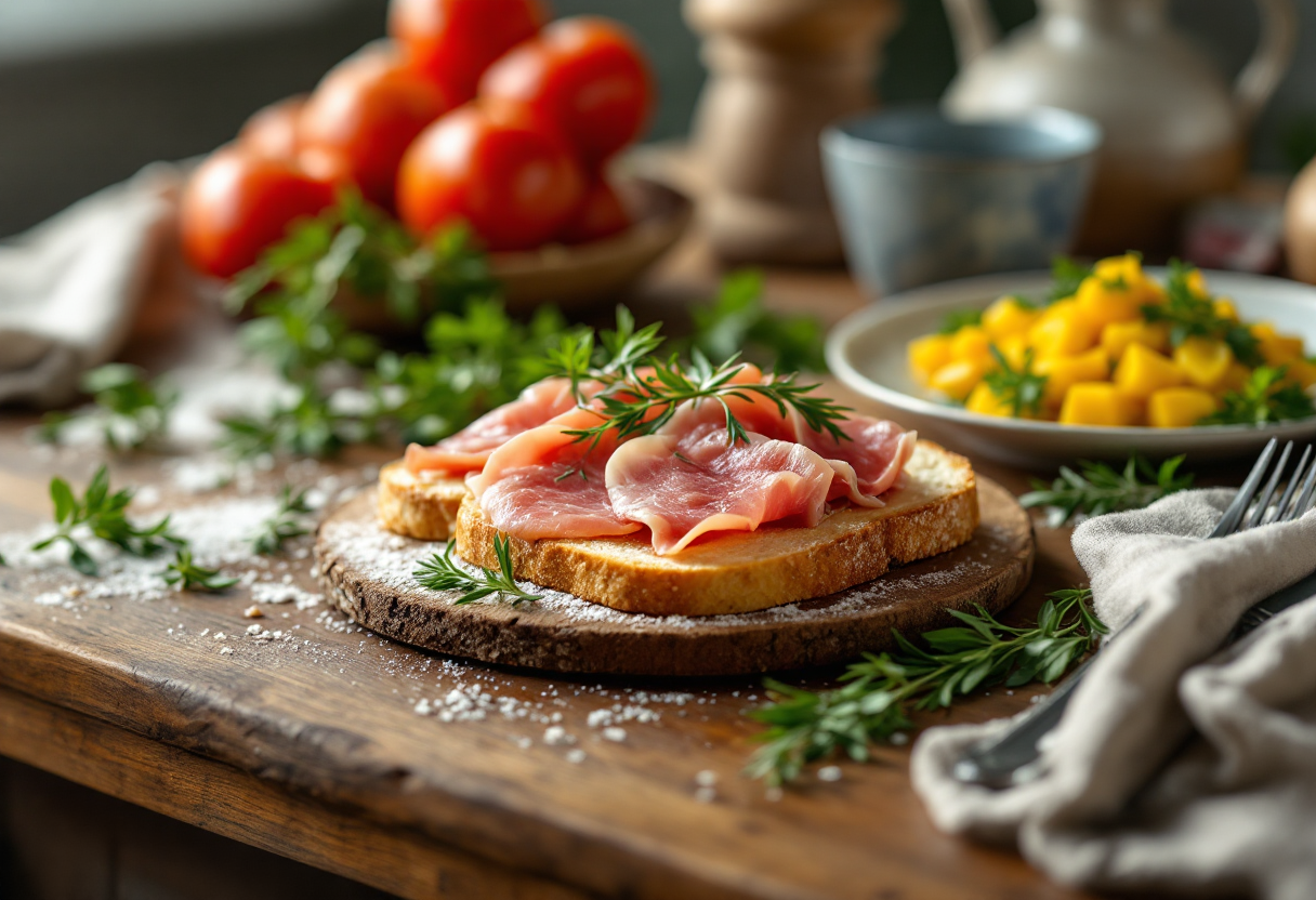 Toast gourmet di coniglio con genovese di fegatini