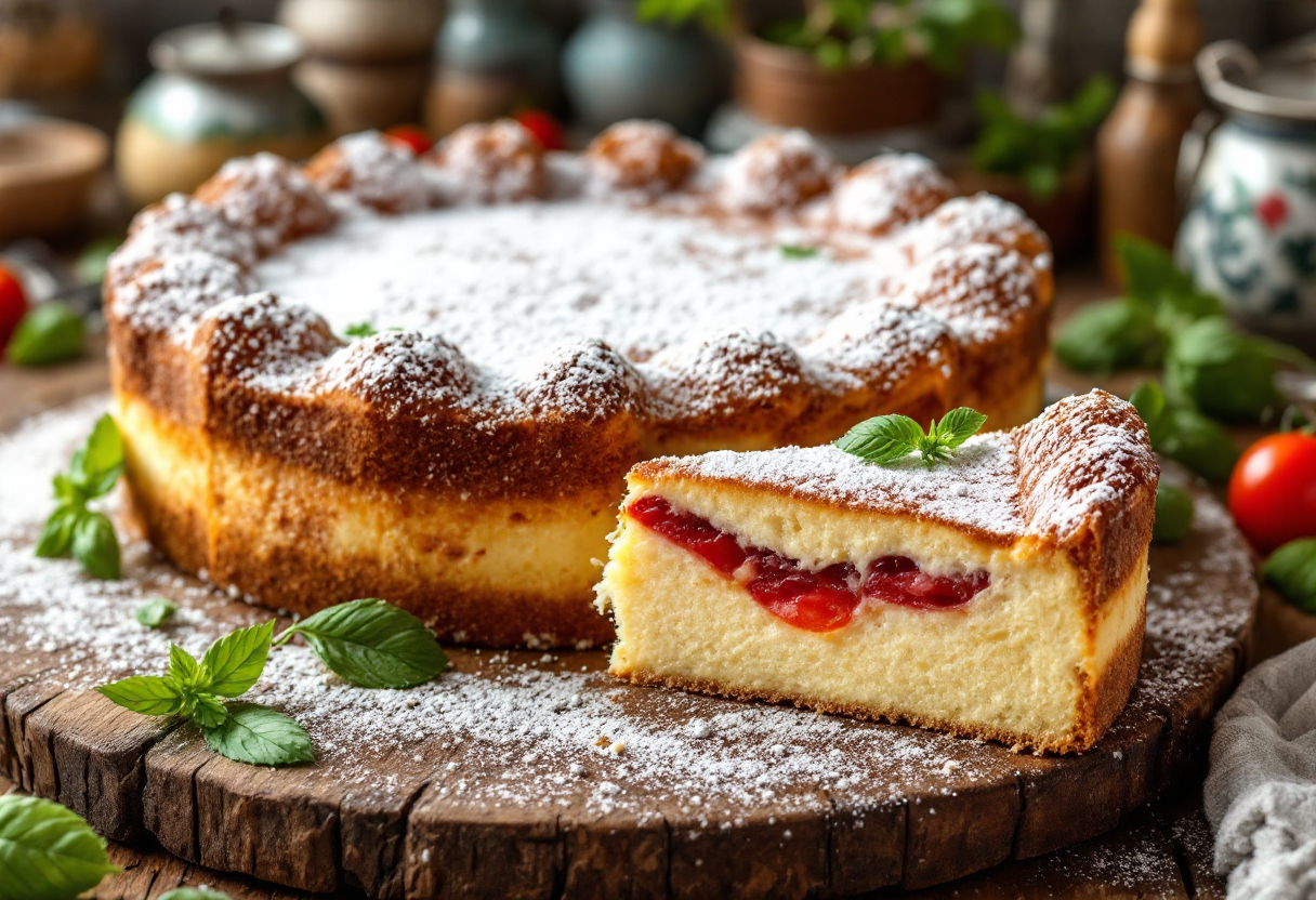 Torta Margherita decorata con zucchero a velo