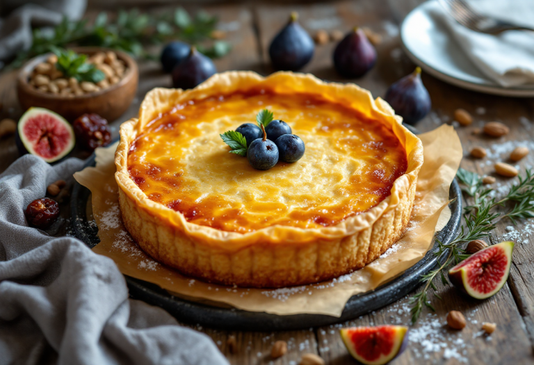 Deliziosa torta di semolino con guscio di fillo croccante