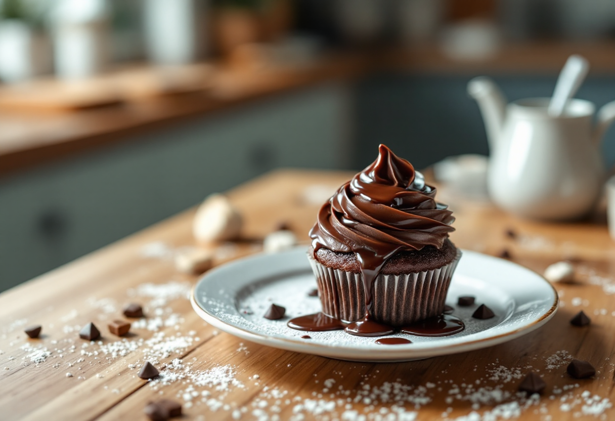 Deliziosi tortini al cioccolato con cuore fondente