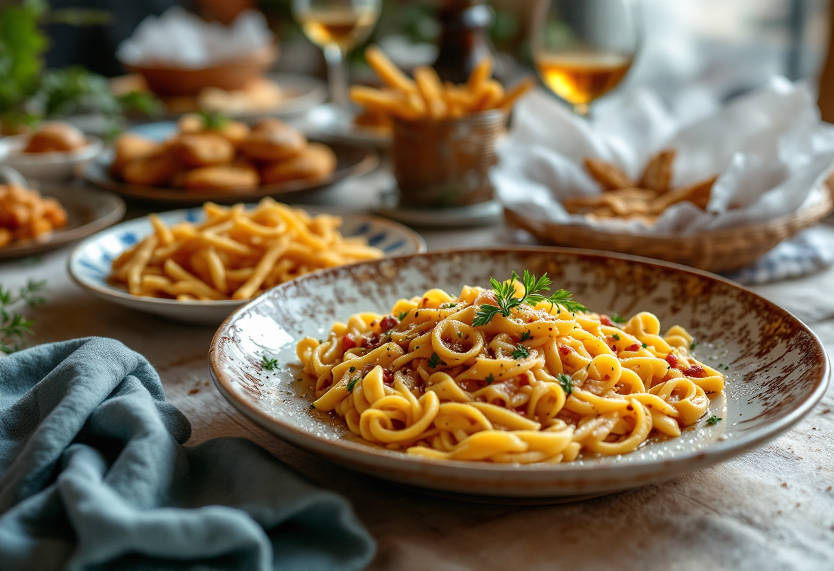 Piatto tipico del Carnevale siciliano con dolci e specialità