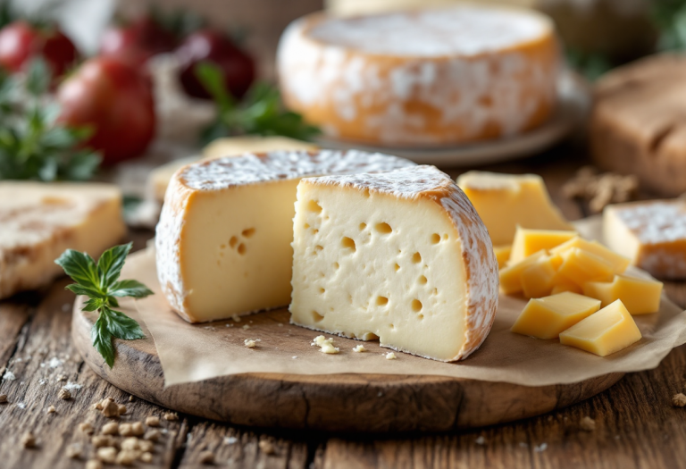 Formaggio Valtellina Casera su un tagliere di legno