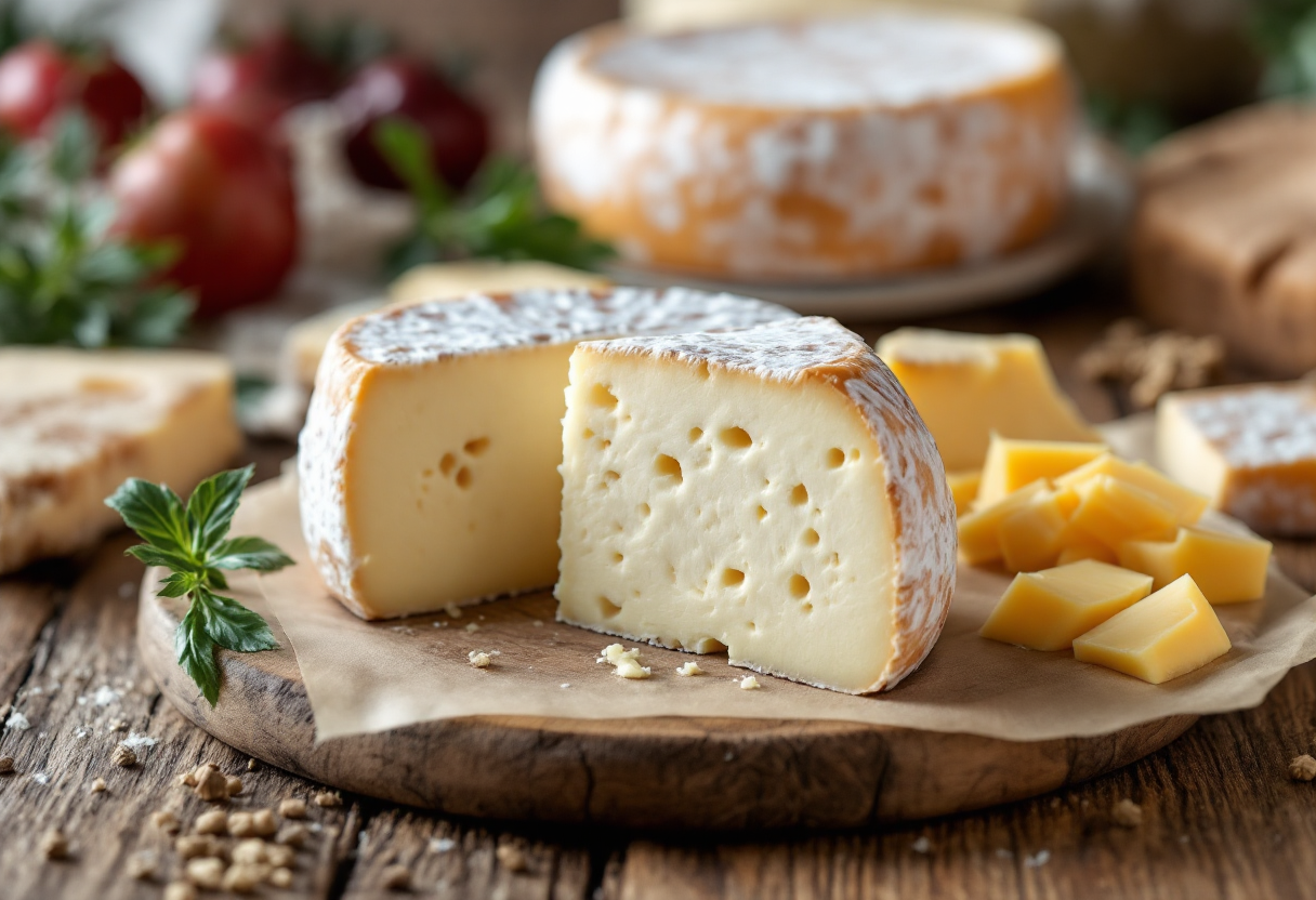 Formaggio Valtellina Casera su un tagliere di legno